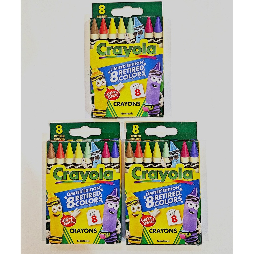 Crayola Limited Edition 8 Retired Colors – Lot of 3 Sealed Packs – Collectible